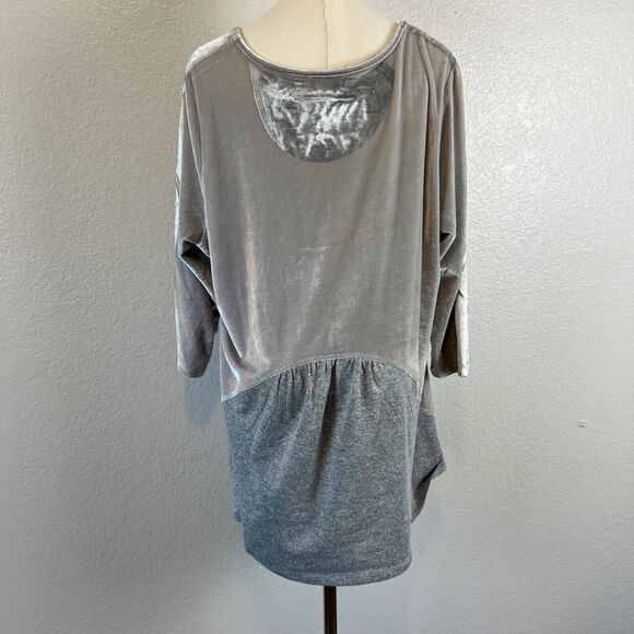 Whimsigoth One World Top Womens 1X Grey Velvet Rhinestone Boho Flowy Y2K Fairy - Picture 5 of 11